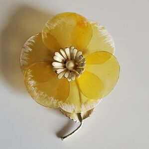 Antique Celluloid Acetate Flower Brooch Pin